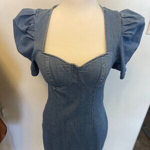 Denim Dress, Low Cut
